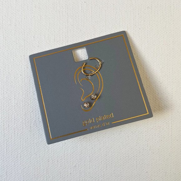 Real Gold Plated Cuff and Stud Earring Set - Picture 1 of 3
